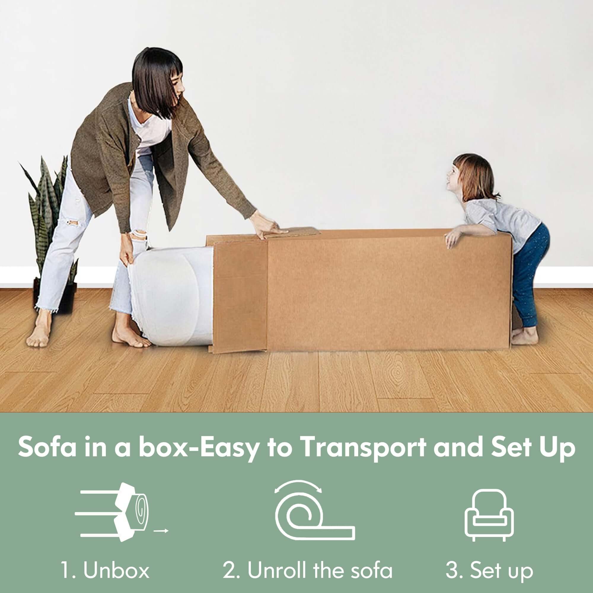 Green and brown modern corduroy sectional sofa with comfortable seating