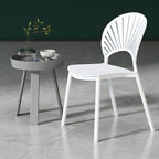 Scandinavian style plastic and acrylic side chair with low back for kitchen and dining