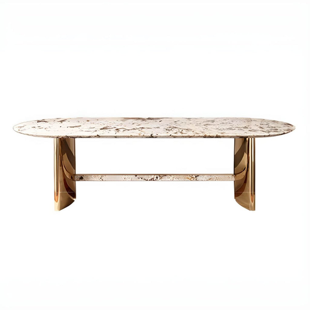 Oval marble dining table with traditional luxury design for home dining rooms