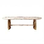 Oval marble dining table with traditional luxury design for home dining rooms