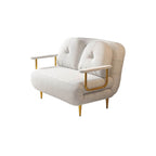 Convertible sofa sleeper with tufted back and polyester fiber upholstery