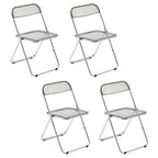 Scandinavian style dining chair with silver metal legs and plastic acrylic seat