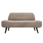 Small Scandinavian style sofa with wood frame and solid color polyester upholstery