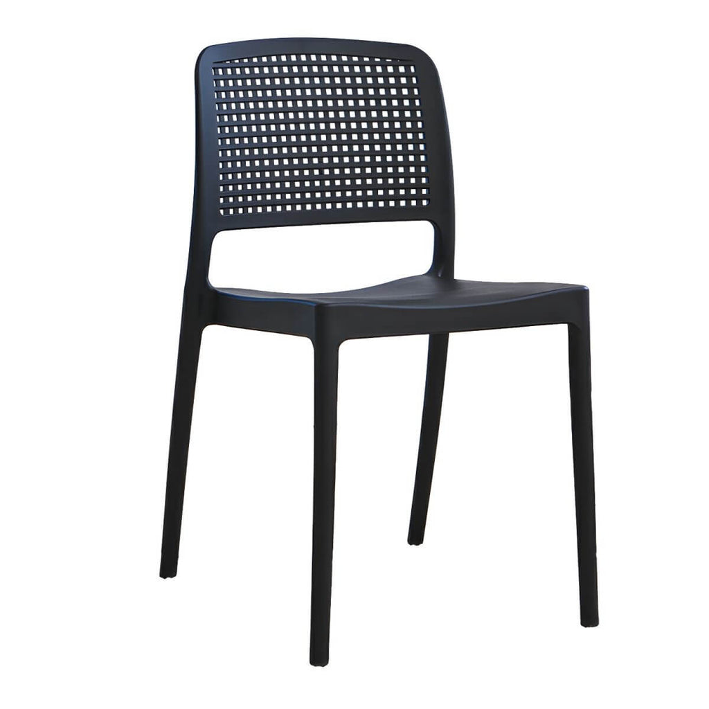 Stackable modern plastic and acrylic side chair for kitchen and dining use