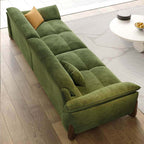 Modern green and white sofa with soft tech fabric, perfect for a cozy living room