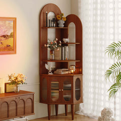 Retro Solid Wood Corner Shelf Space-Saving Bookcase for Small Living Spaces