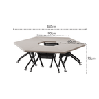 Solid wood multifunctional meeting table with geometric design and movable wheels