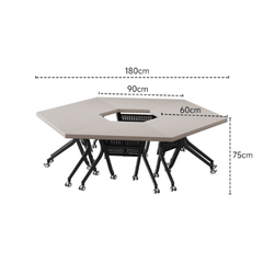Geometrically Designed Solid Wood Multifunctional Meeting Table with Movable Wheels