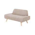 Small Scandinavian style sofa with wood frame and solid color polyester upholstery