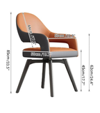 Modern Leather Swivel Arm Chair with Metal Frame Enlarged Size