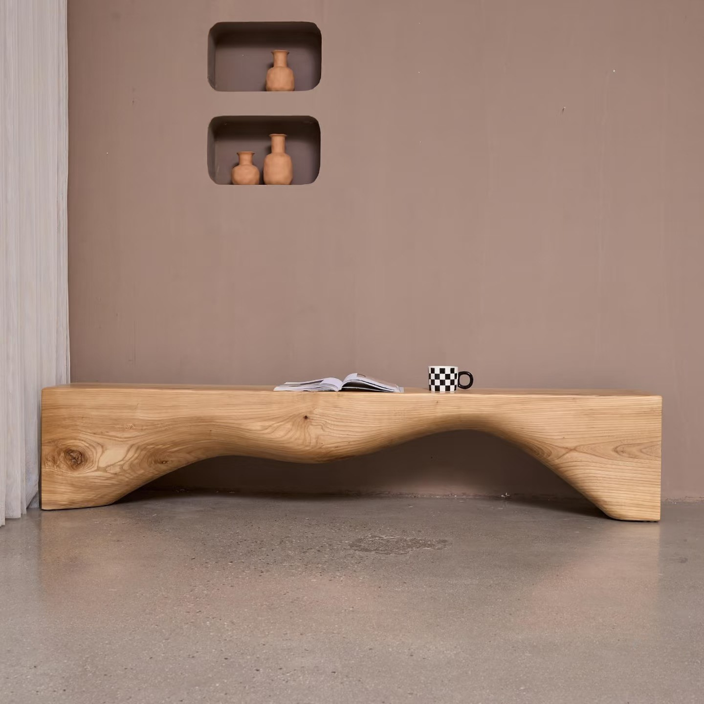 Flash Sale - Simple Solid Wood Bench Accent in Wood Color with Solid Pattern