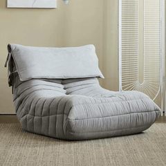 Comfortable Single Sleeper Caterpillar Sofa Chair in Burnt White Suede