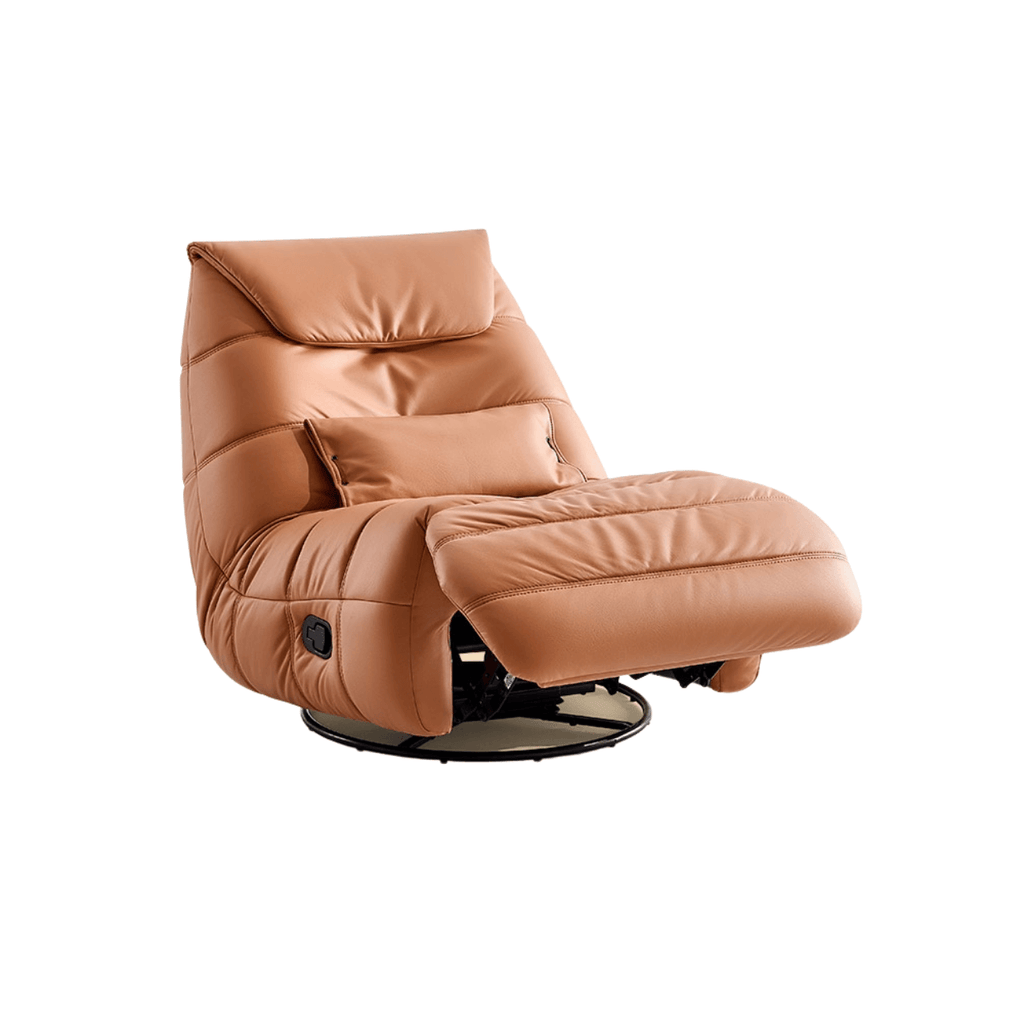 Orange adjustable angle Leath-Aire lounge chair with caterpillar design, single sofa style