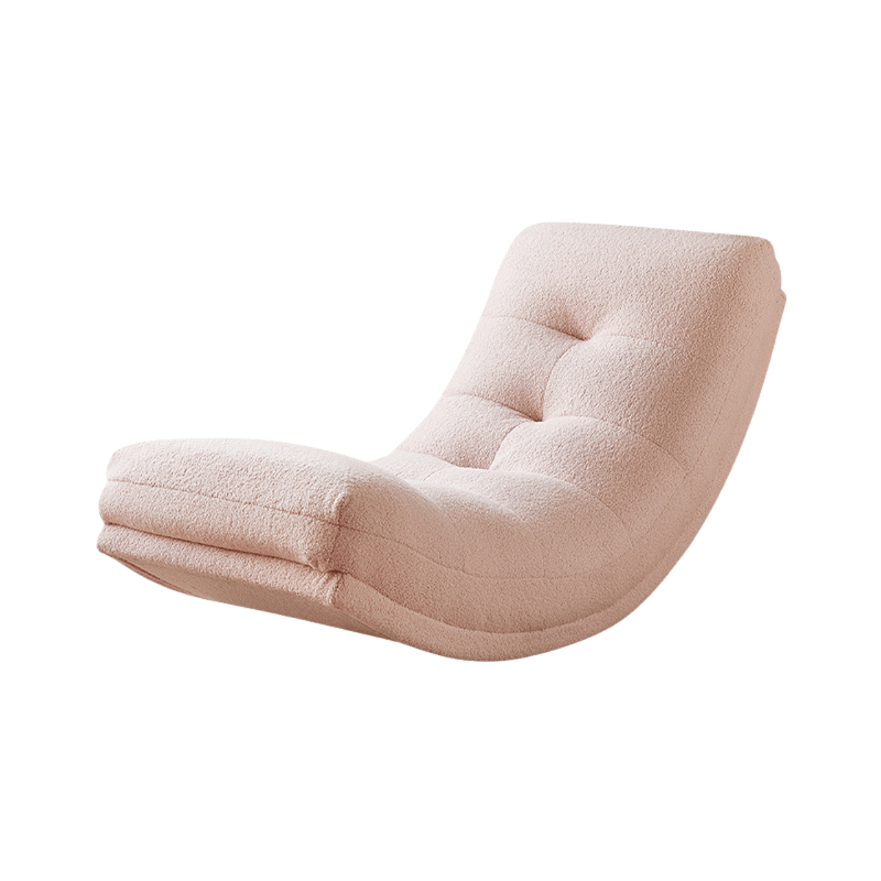 White boucle caterpillar lounge chair with soft cushion, single sofa rocker for comfortable seating