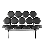 George Nelson Marshmallow Sofa in Black Microfiber Leather