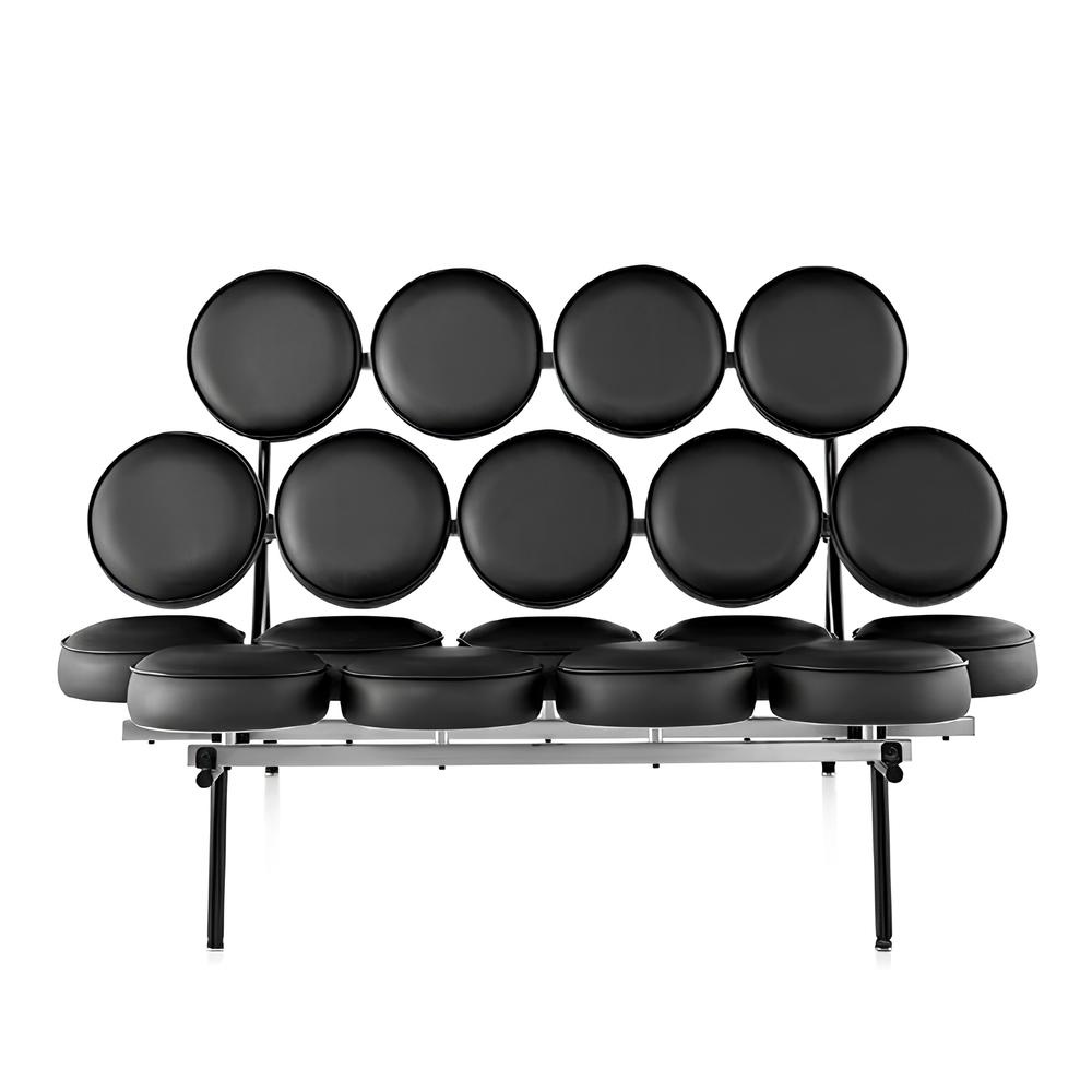 George Nelson Marshmallow Sofa in Black Microfiber Leather
