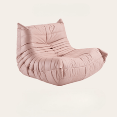 Child's Pink Suede Furry Caterpillar Lounge Chair in Bedroom Setting