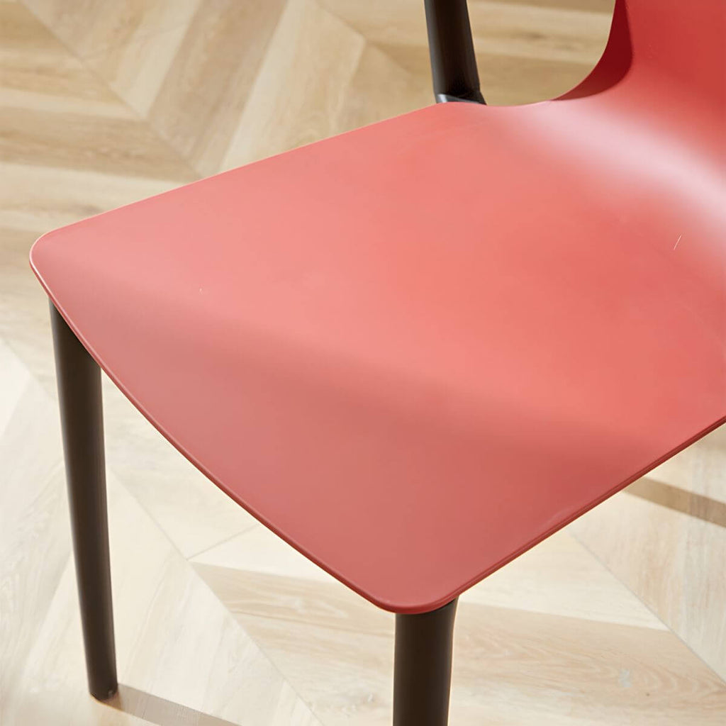 Low-back plastic and acrylic side chair with modern style for kitchen and dining areas