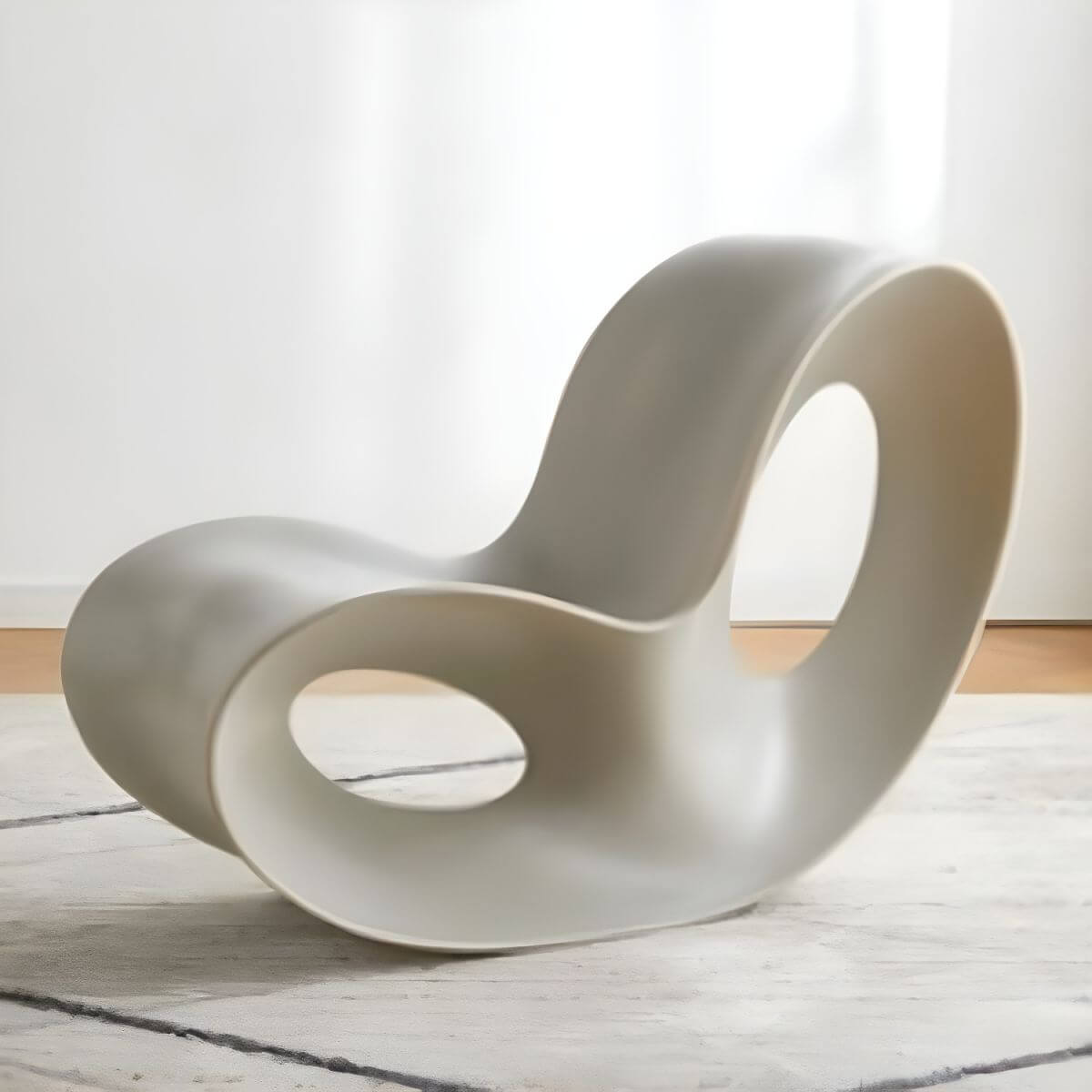Contemporary plastic and acrylic rocking accent chair with modern design