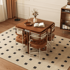 Scandinavian-inspired folding dining table with ample storage for stylish, space-saving home decor