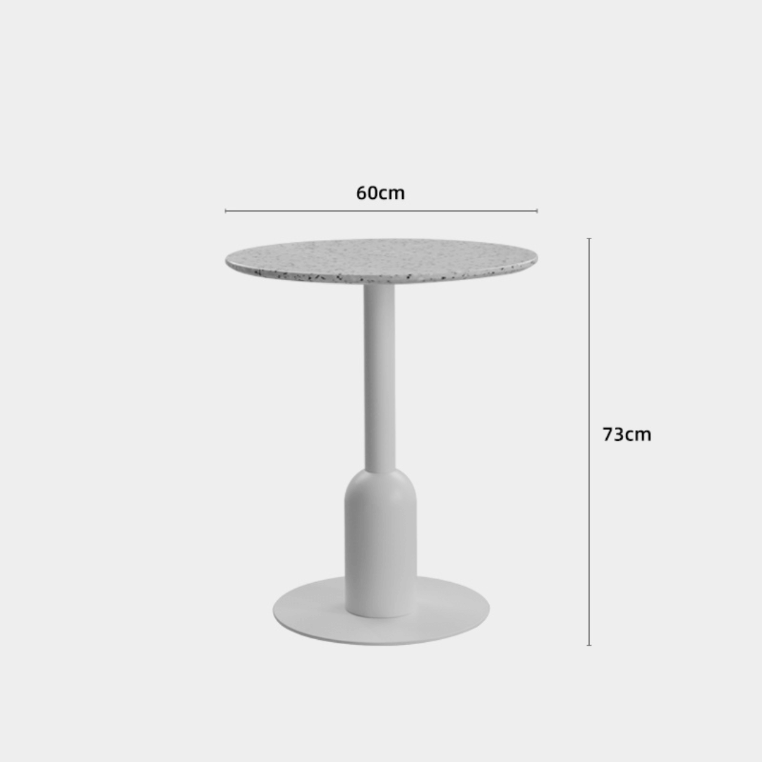 Round terrazzo table ideal for dining or office use with versatile design