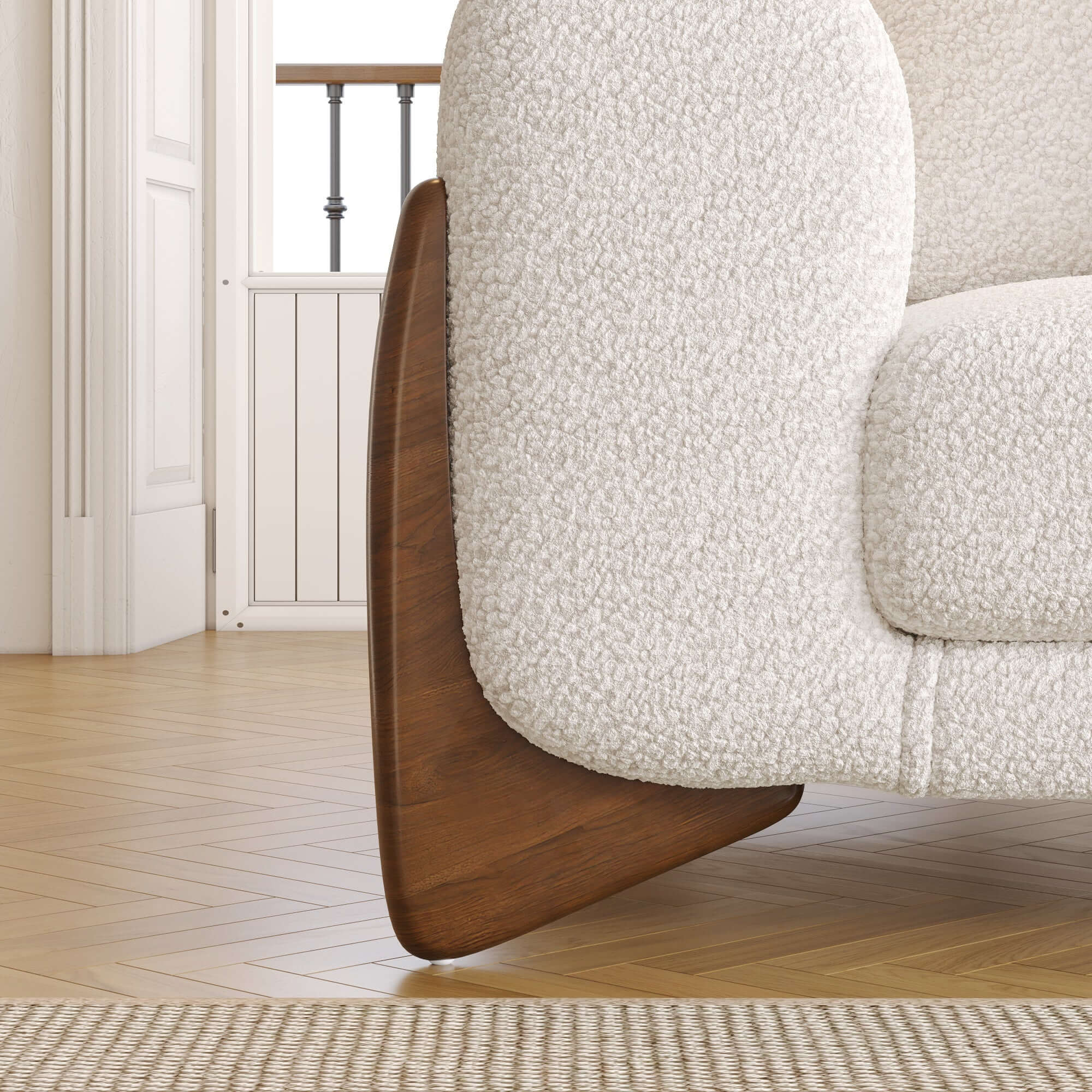 Modern 3 seater sofa with solid wood legs, 89 inches long, perfect for contemporary living rooms