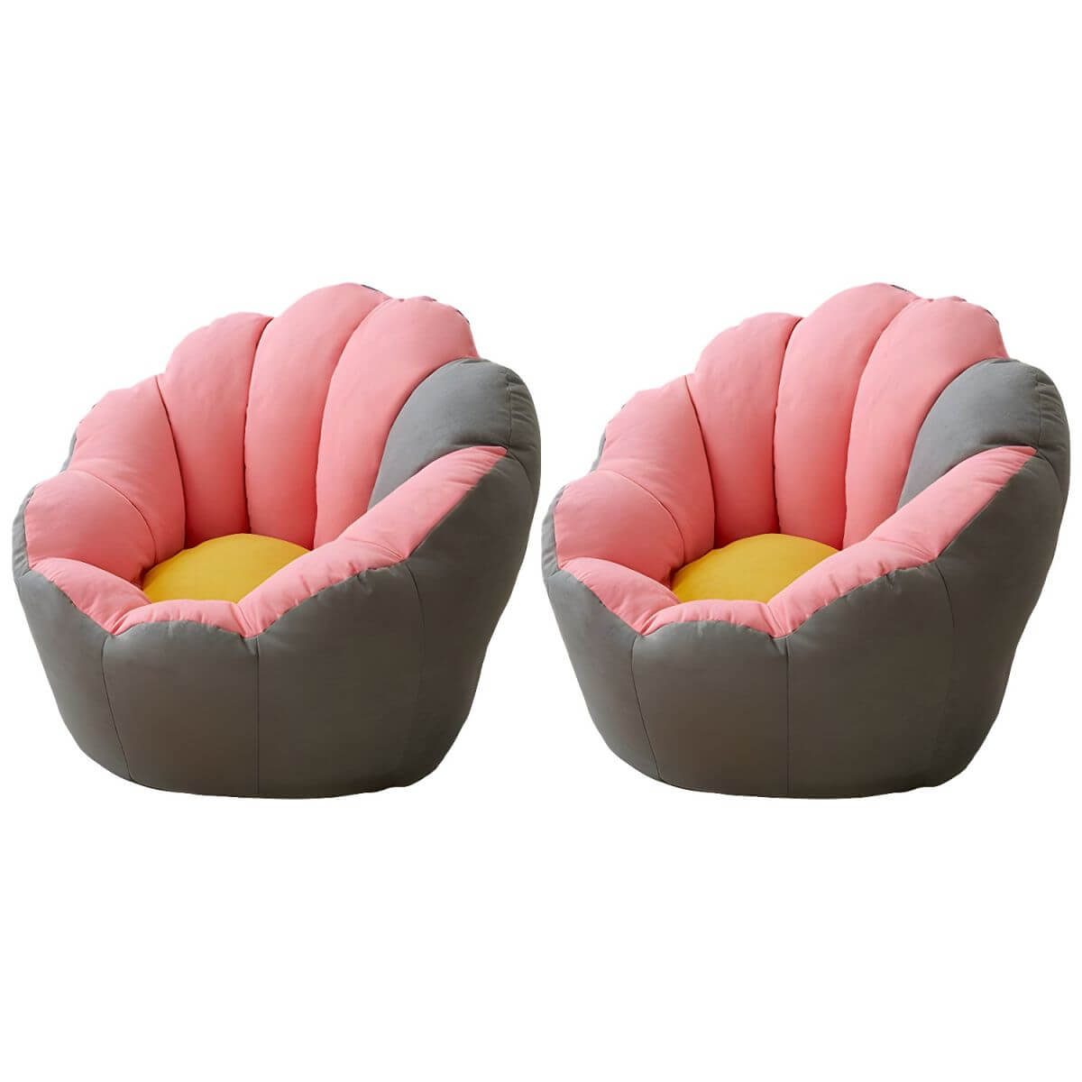 Lemon color cotton blend Papasan chair with slipcover and sewn pillow back accent