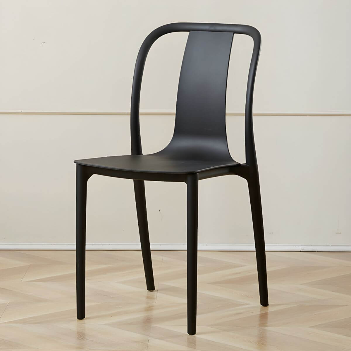 Low-back plastic and acrylic side chair with modern style for kitchen and dining areas