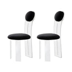 Contemporary upholstered dining chair with clear acrylic frame for kitchen seating