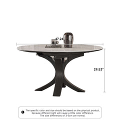 Luxury Sintered Stone Square to Round Convertible Telescopic Marbling Dining Table