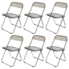 Contemporary Acrylic Open Back Folding Armless Chair for Dining Room Dining Chairs