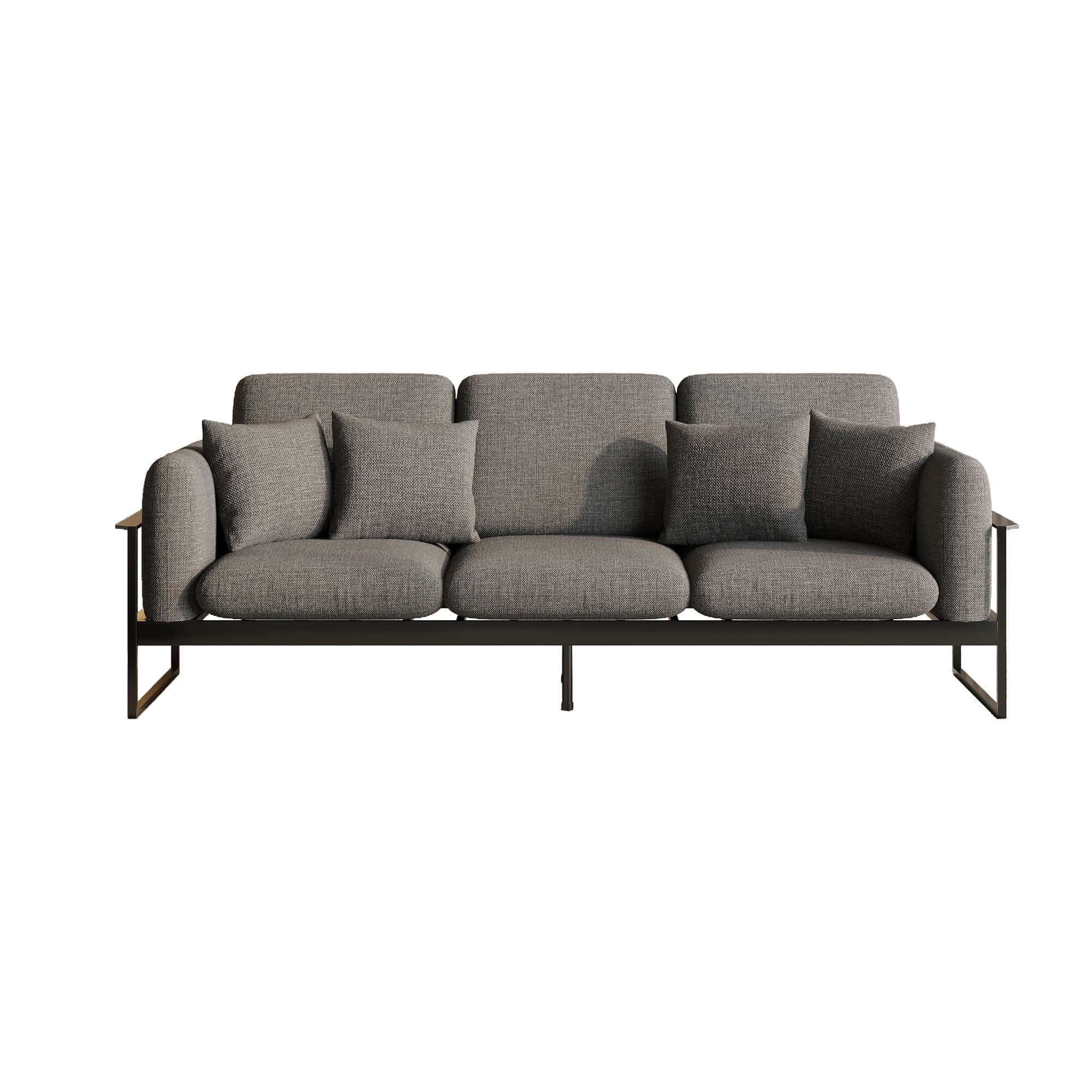 Modern upholstered sofa with metal frame, measuring 90.56 inches, perfect for stylish living rooms