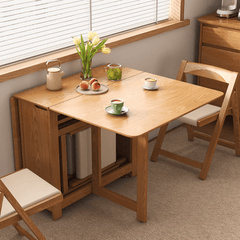 Versatile Solid Wood Folding Dining Set with Chairs
