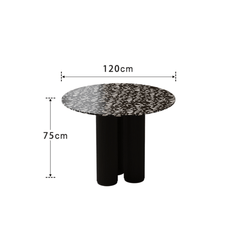 Stylish Small Space Dining Set: Terrazzo Table and Luxurious Velvet Seats