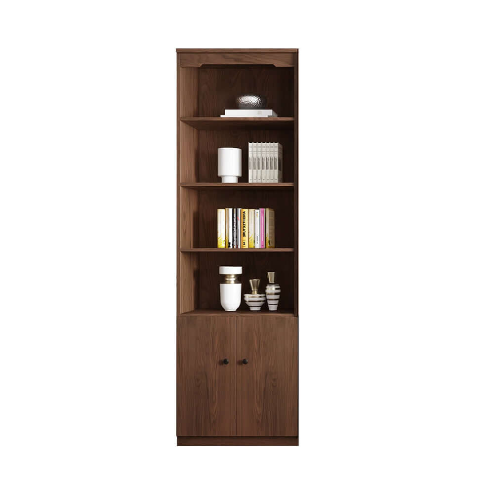Modern modular floor-to-ceiling bookshelf with doors for versatile storage and organization