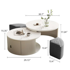 Sintered Stone Top Coffee Table with Footstool
