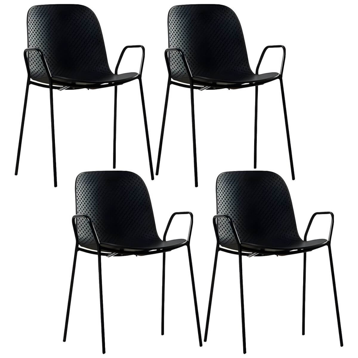 Scandinavian stackable kitchen chair with plastic and acrylic seat and metal legs