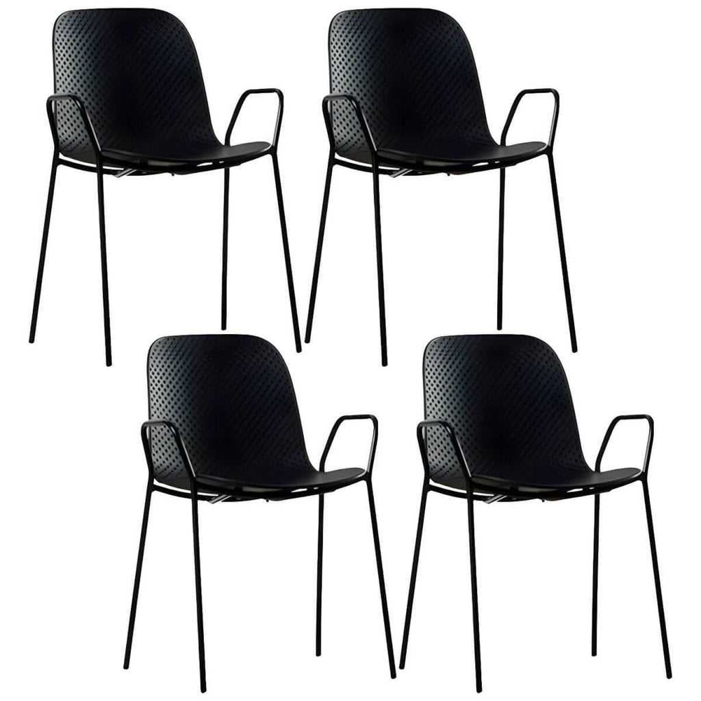 Scandinavian stackable kitchen chair with plastic and acrylic seat and metal legs