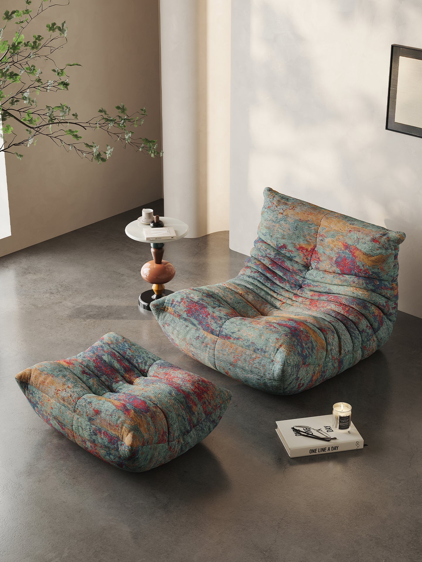 Ergonomic Leather & Frosted Fabric Togo Chair – Versatile Lazy Floor Sofa for Ultimate Comfort