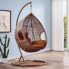 Tropical Magenta/Grey/Sepia Oxidation Resistant Basket Alloy Framed Porch Swing with Stand, Pads and Chain, Stand Included Porch Swings