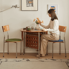 Retro-style dining table with smooth edges, perfect for family meals and work