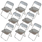 Contemporary acrylic folding armless chair with open back, ideal for dining rooms