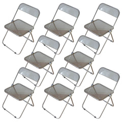 Contemporary Acrylic Open Back Folding Armless Chair for Dining Room Dining Chairs