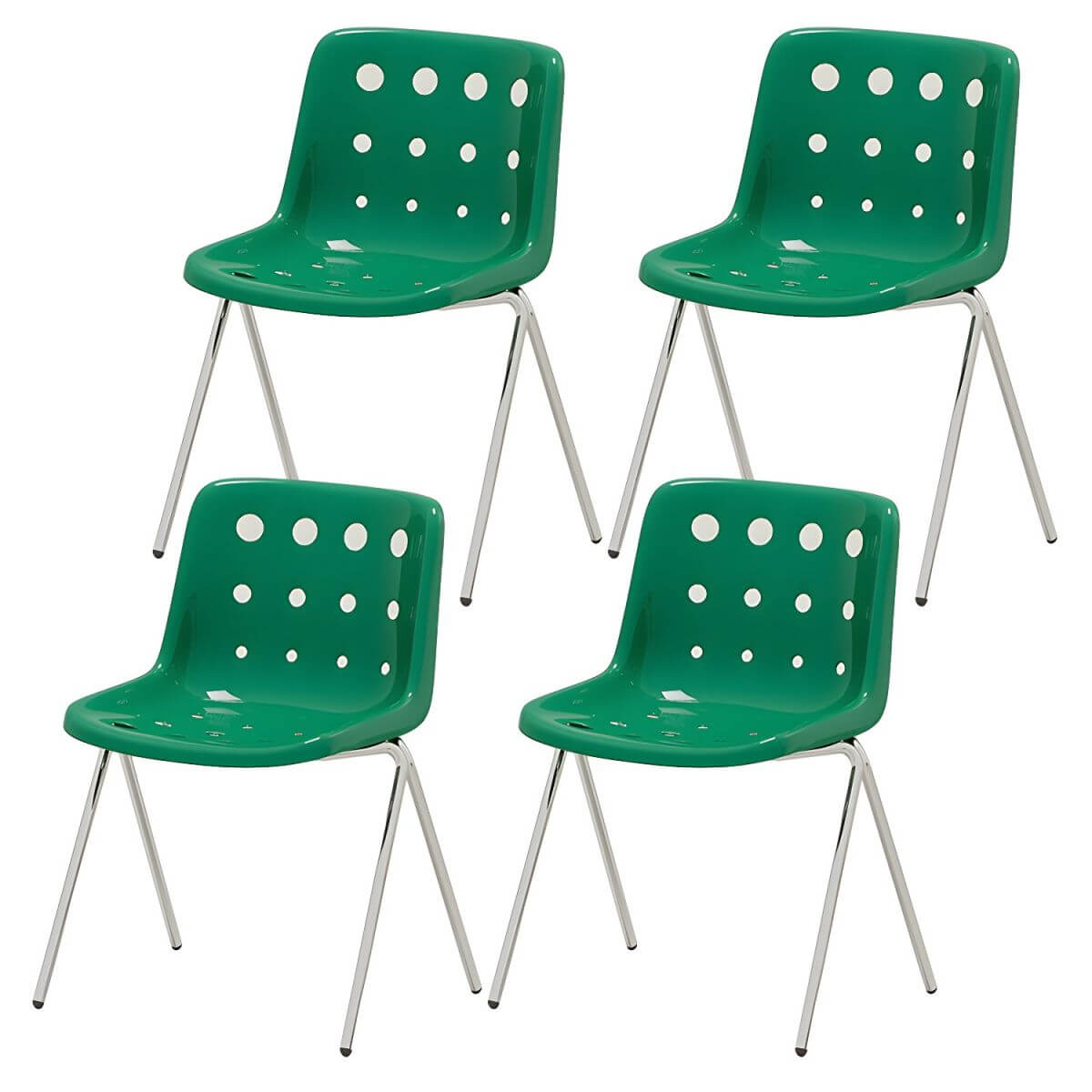 Stackable Scandinavian plastic and acrylic side chair with low back for dining
