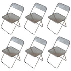 Contemporary acrylic folding armless chair with open back, ideal for dining rooms