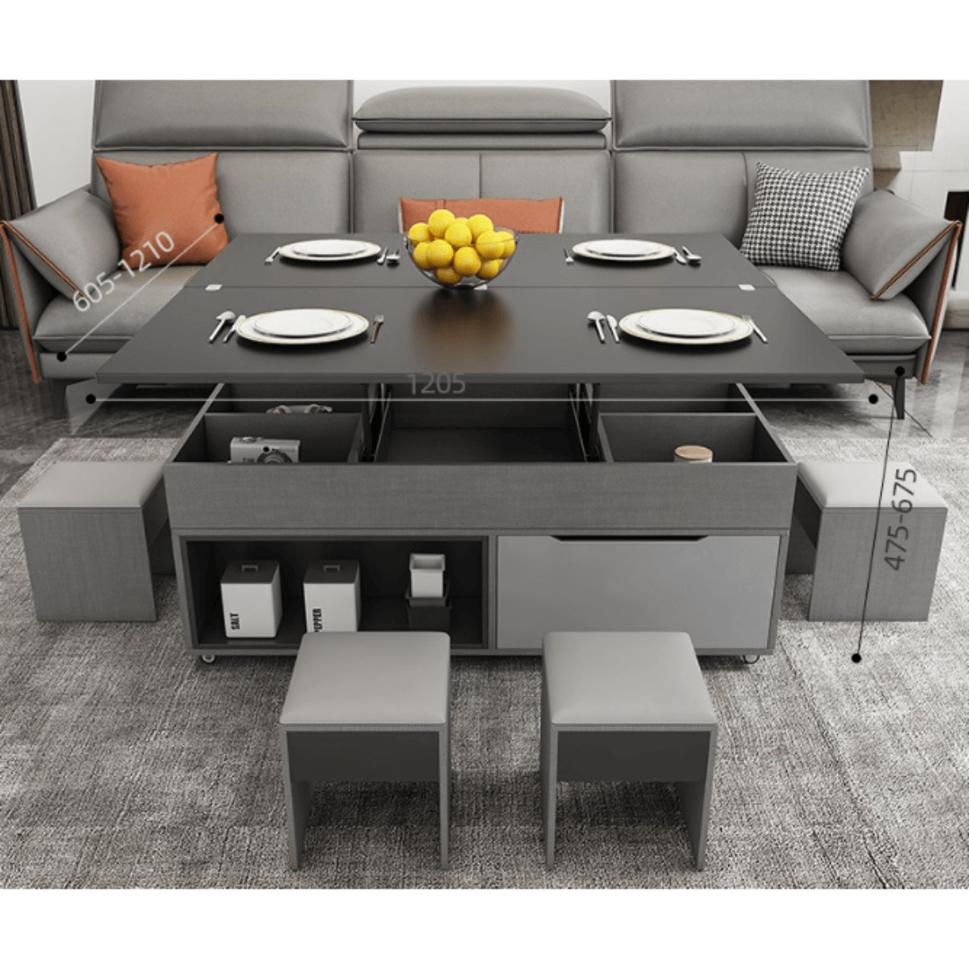Practical and Chic Gray Lift Tables for Optimal Space Efficiency