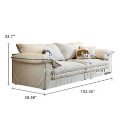 Beige Cotton Linen Removable Washable Fabric Sofa