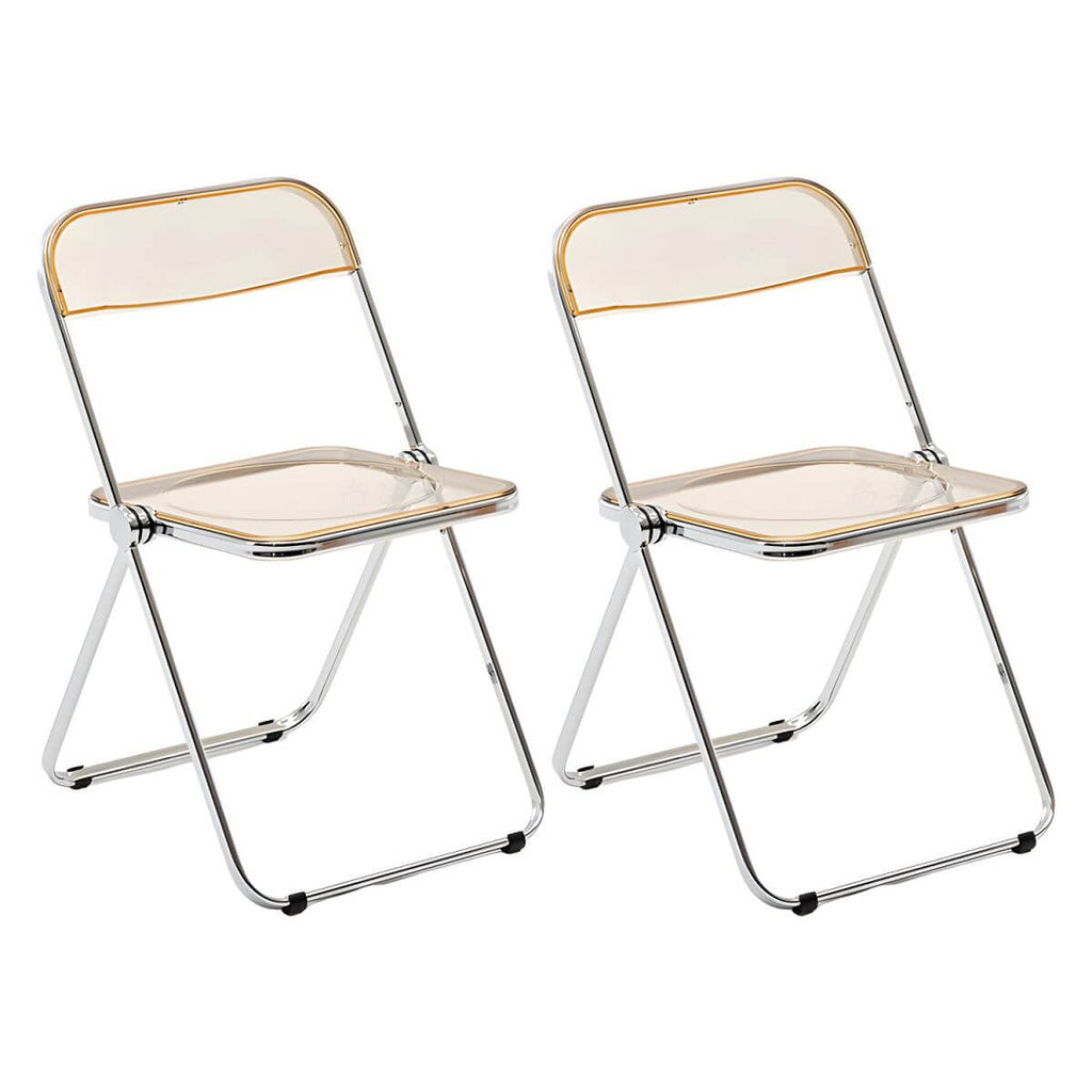 Scandinavian style dining chair with silver metal legs and plastic acrylic seat