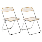 Scandinavian style dining chair with silver metal legs and plastic acrylic seat