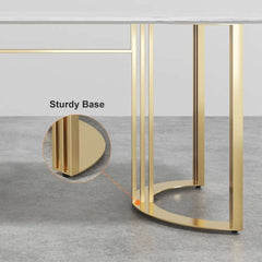 Modern 70.9" Marble Dining Table Rectangular Top Stainless Steel Base